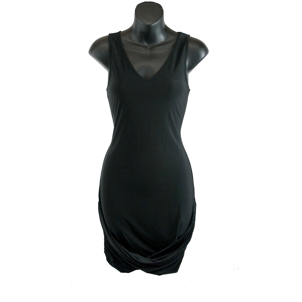 Josh Brodi Black Silky Knit Sexy Bodycon Dress M